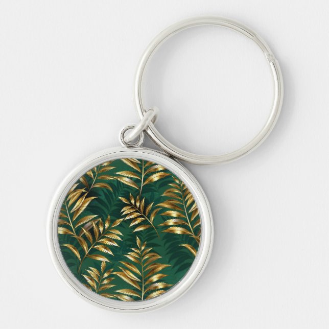 Seamless pattern with golden ferns key ring (Front)