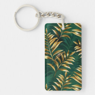 Seamless pattern with golden ferns key ring