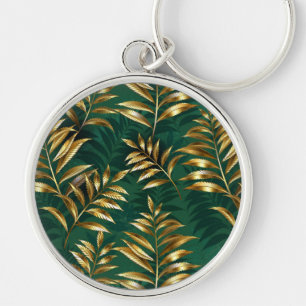 Seamless pattern with golden ferns key ring