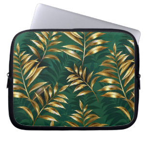 Seamless pattern with golden ferns laptop sleeve