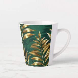 Seamless pattern with golden ferns latte mug