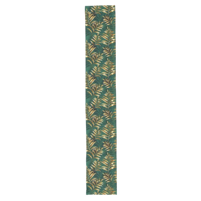 Seamless pattern with golden ferns long table runner (Front)