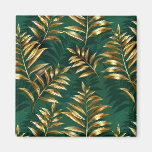 Seamless pattern with golden ferns magnet