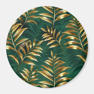 Seamless pattern with golden ferns magnet