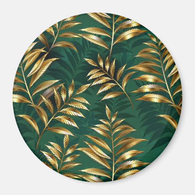 Seamless pattern with golden ferns magnet (Front)