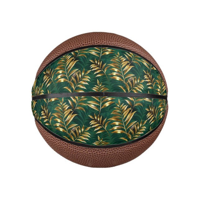 Seamless pattern with golden ferns mini basketball (Front)