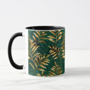 Seamless pattern with golden ferns mug