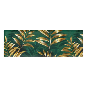 Seamless pattern with golden ferns name tag