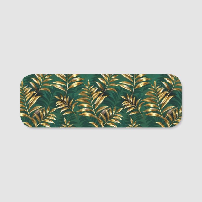Seamless pattern with golden ferns name tag (Front)