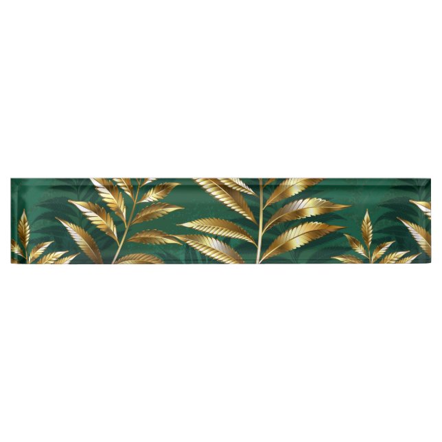 Seamless pattern with golden ferns nameplate (Front)