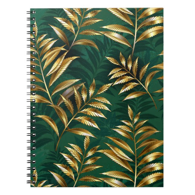 Seamless pattern with golden ferns notebook (Front)