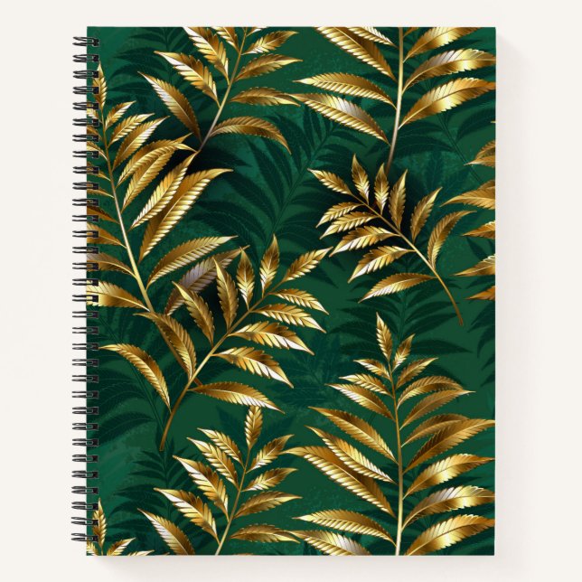 Seamless pattern with golden ferns notebook (Front)