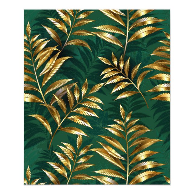 Seamless pattern with golden ferns photo print (Front)