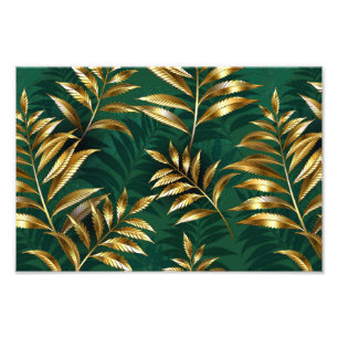 Seamless pattern with golden ferns photo print