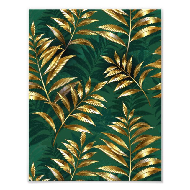 Seamless pattern with golden ferns photo print (Front)