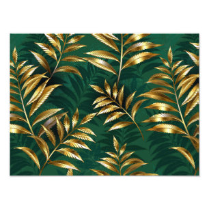 Seamless pattern with golden ferns photo print