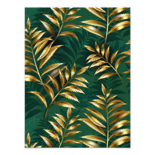 Seamless pattern with golden ferns photo print