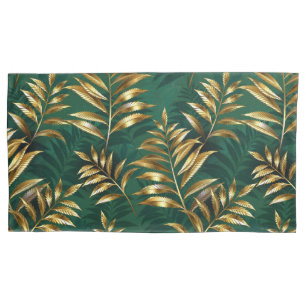 Seamless pattern with golden ferns pillowcase
