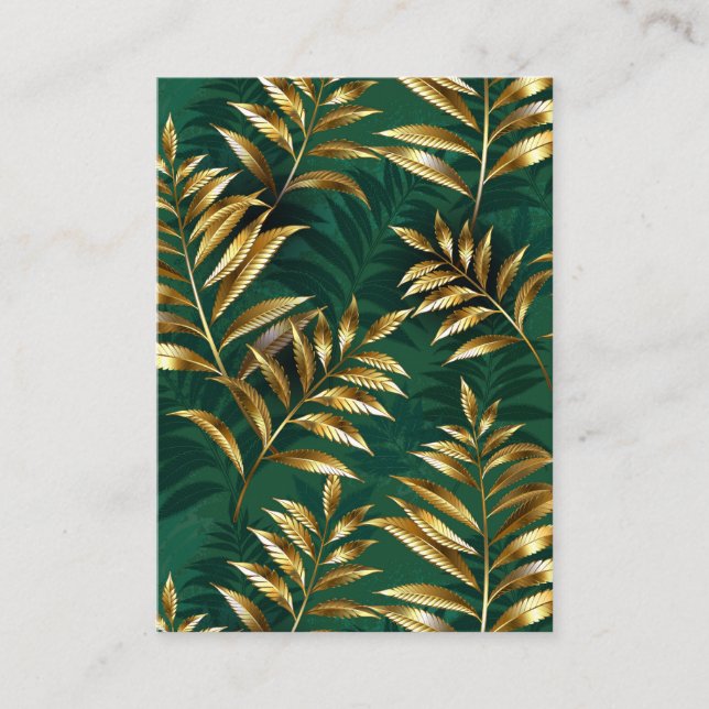 Seamless pattern with golden ferns place card (Front)