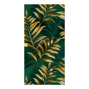 Seamless pattern with golden ferns poster