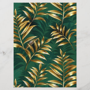 Seamless pattern with golden ferns programme