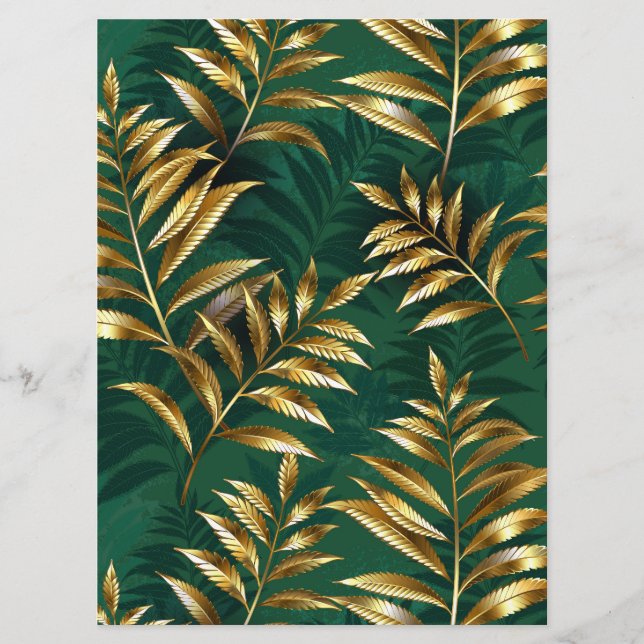 Seamless pattern with golden ferns programme (Front)