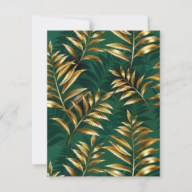 Seamless pattern with golden ferns save the date (Front)
