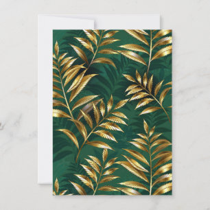 Seamless pattern with golden ferns save the date