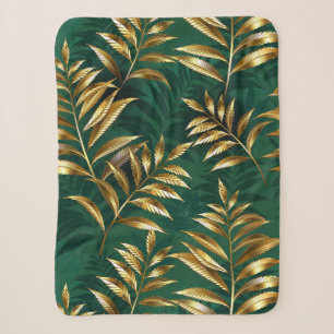 Seamless pattern with golden ferns sherpa blanket