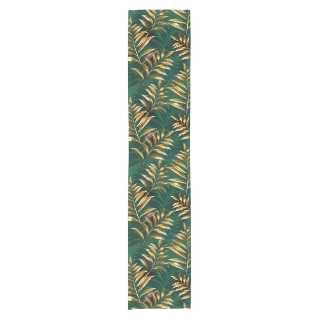 Seamless pattern with golden ferns short table runner (Front)