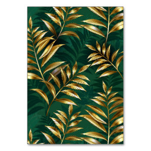 Seamless pattern with golden ferns table number
