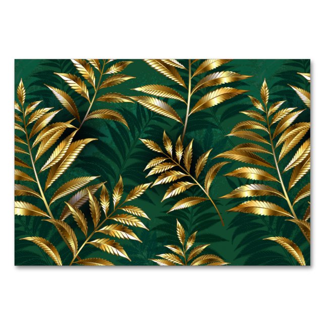 Seamless pattern with golden ferns table number (Front)
