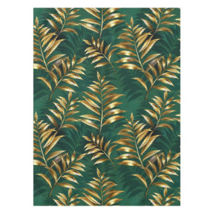 Seamless pattern with golden ferns tablecloth