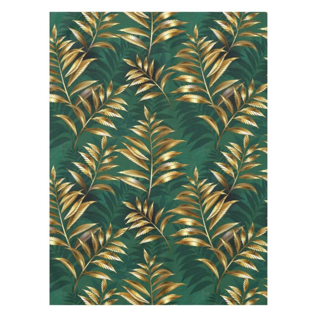 Seamless pattern with golden ferns tablecloth (Front)