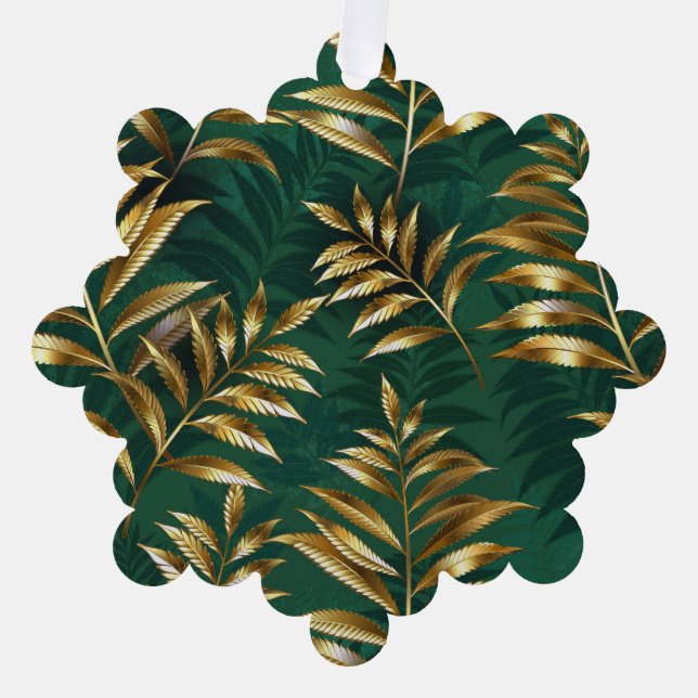 Seamless pattern with golden ferns tree decoration card (Front)