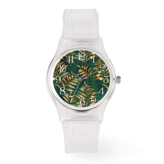 Seamless pattern with golden ferns watch (Front)