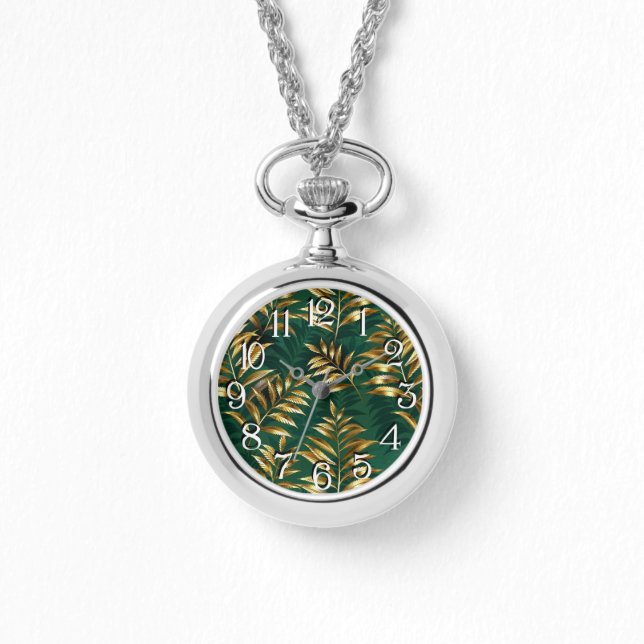 Seamless pattern with golden ferns watch (Front)