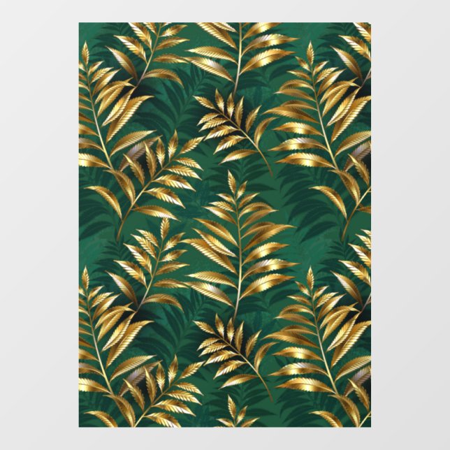 Seamless pattern with golden ferns window cling (Sheet)