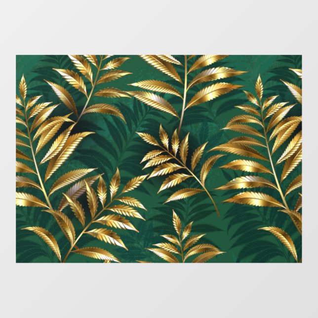 Seamless pattern with golden ferns window cling (Sheet)