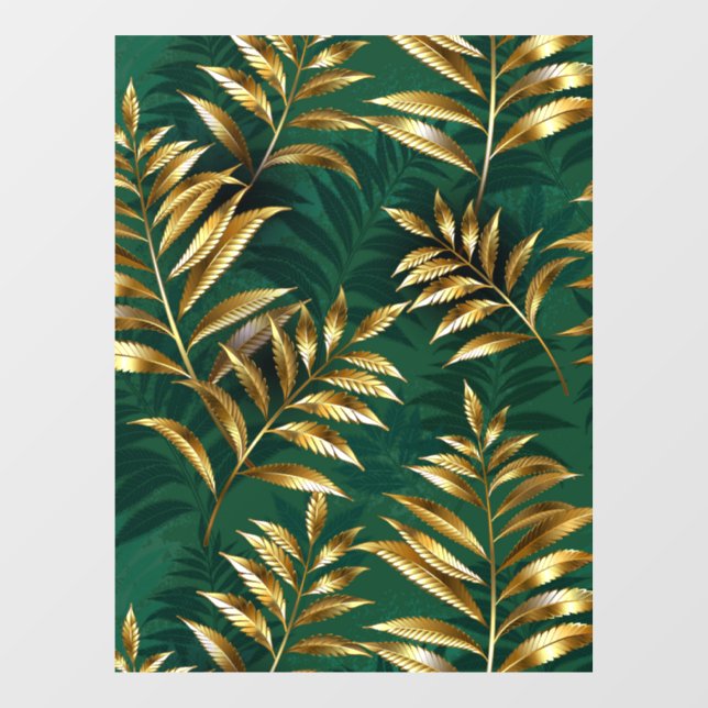Seamless pattern with golden ferns window cling (Sheet)
