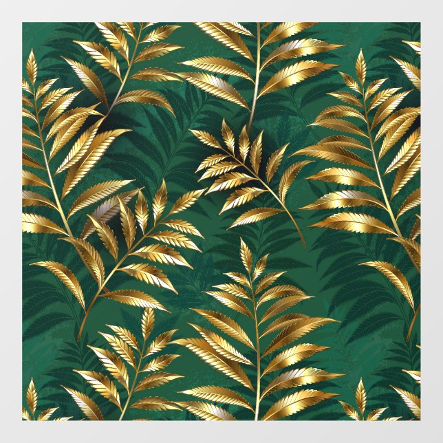 Seamless pattern with golden ferns window cling (Sheet)