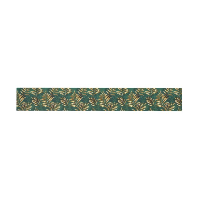 Seamless pattern with golden ferns wrap around label (Individual)