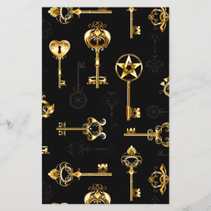 Seamless Pattern with Golden Keys