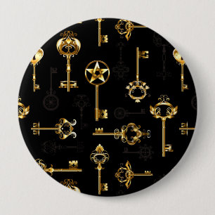 Seamless Pattern with Golden Keys 10 Cm Round Badge