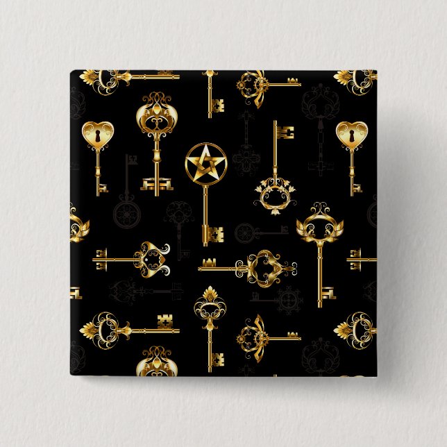 Seamless Pattern with Golden Keys 15 Cm Square Badge (Front)