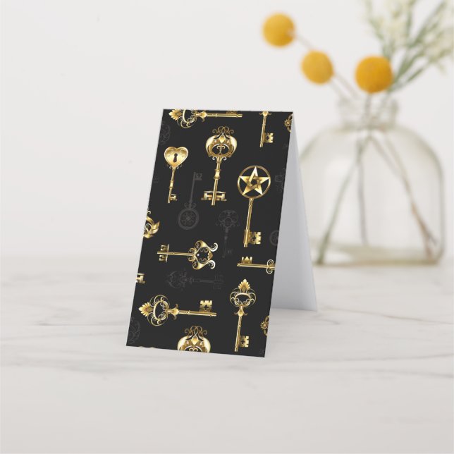 Seamless Pattern with Golden Keys Appointment Card (Back)
