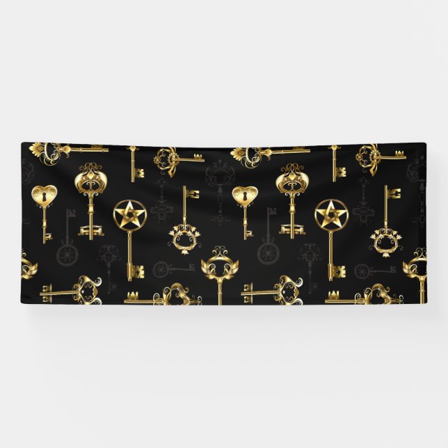 Seamless Pattern with Golden Keys Banner (Horizontal)
