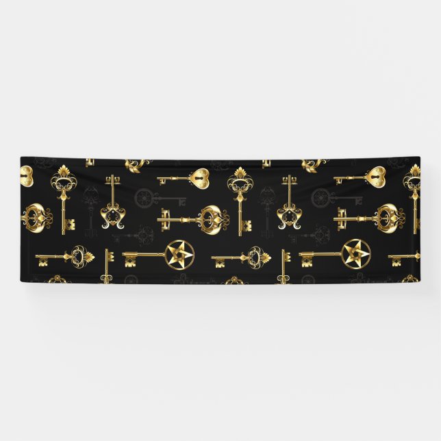 Seamless Pattern with Golden Keys Banner (Horizontal)