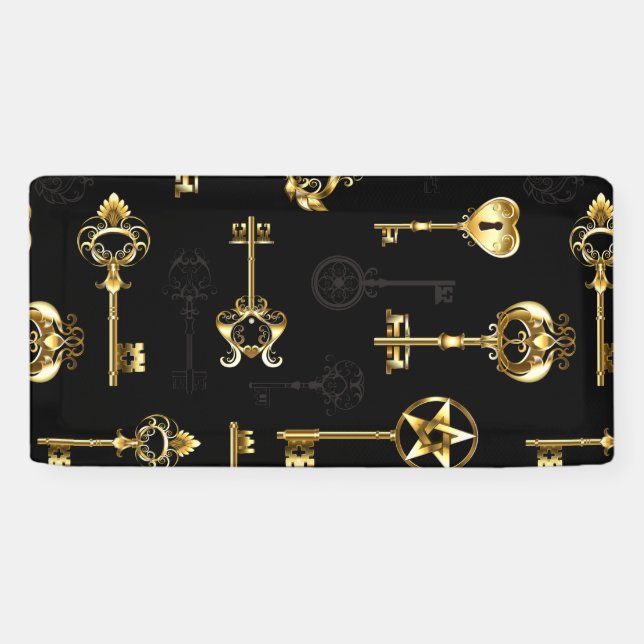 Seamless Pattern with Golden Keys Banner (Horizontal)