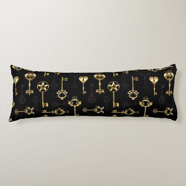 Seamless Pattern with Golden Keys Body Cushion (Front)